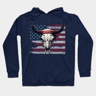 American Flag and Cattle Skull Hoodie